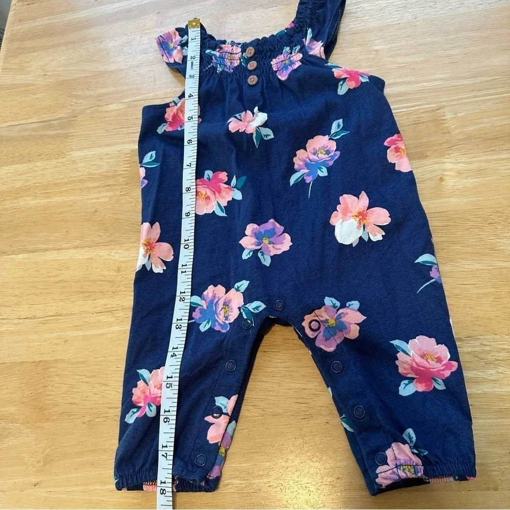 Carter's Baby Girl Navy Pink Floral Jumpsuit Blue 3M 3 Months Spring Summer